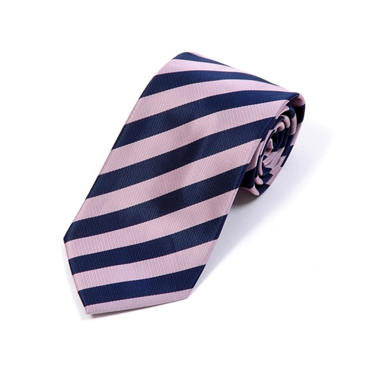 SY-PWC-2434110-MPWT-MicroFiberPolyWovenTie-Pink&Navy-Retail$9.65