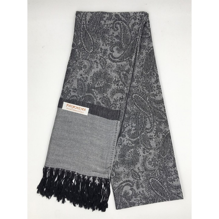 HF-TTPP-50-3-Grey-Black-TwoTonePaisleyPashmina-68X27-Retail$9.65