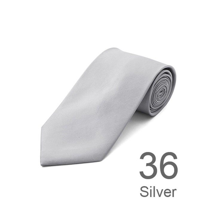 SY-ACSY-36-SPT-Silver-SolidPolyesterTie-57X3.25-Retail$7.48