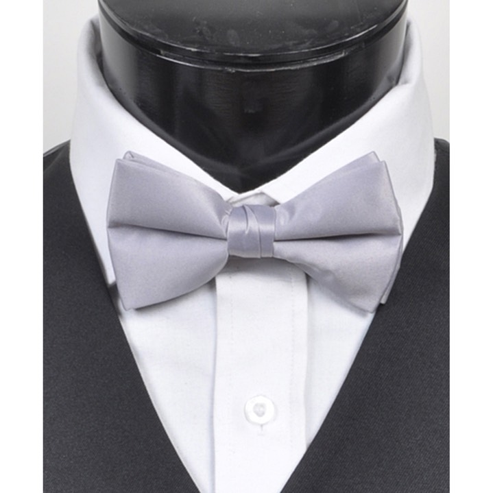 SY-BTC-17016-Gray-Men's2.5'PolySatinBandedClipOnBowTies-Retail$5.82