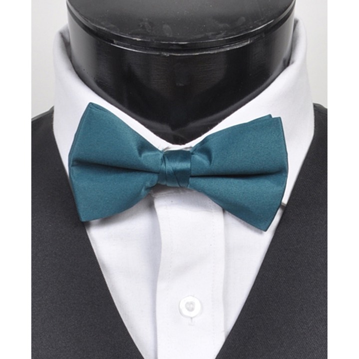 SY-BTC-17017-Teal-Men's2.5'PolySatinBandedClipOnBowTies-Retail$5.82