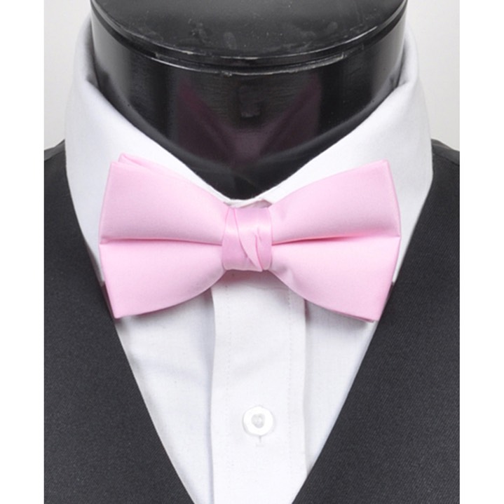 SY-BTC-17023-Pink-Men's2.5'PolySatinBandedClipOnBowTies-Retail$5.82