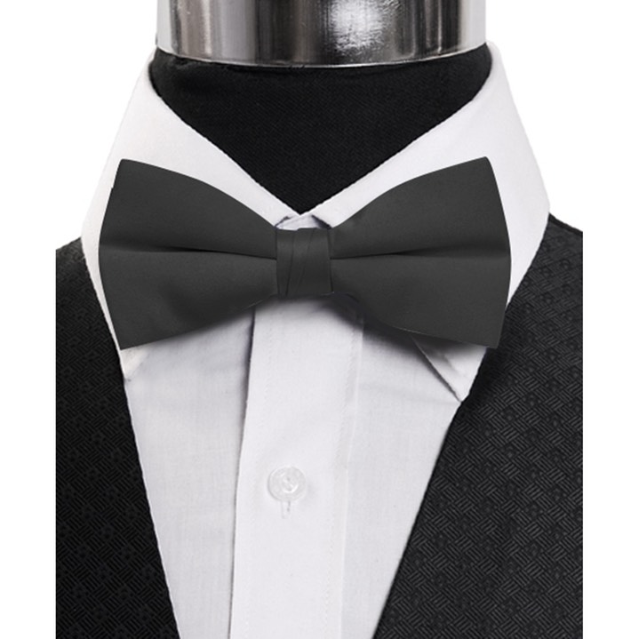 SY-BTC-17033-Charcoal-Men's2.5'PolySatinBandedClipOnBowTies-Retail$5.82