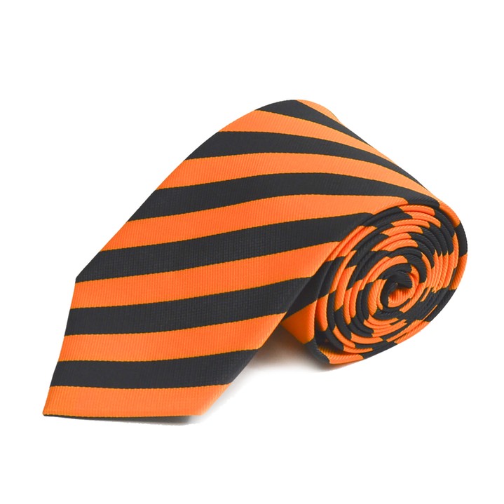 SY-PWC-240-12-Orange&Black-MicrofiberPolyWovenCollegeTie-Retail$9.65