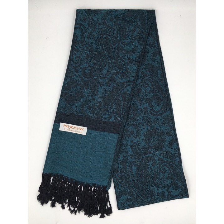 HF-TTPP-50-13-DarkTeal-TwoTonePaisleyPashmina-68X27-Retail$9.65