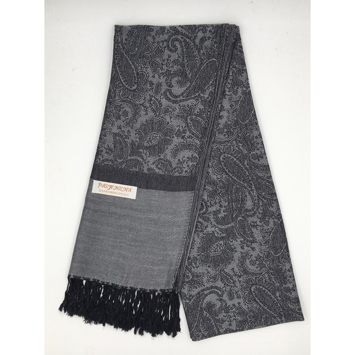 HF-TTPP-50-2-Dark-Grey-Black-TwoTonePaisleyPashmina-68X27-Retail$9.65