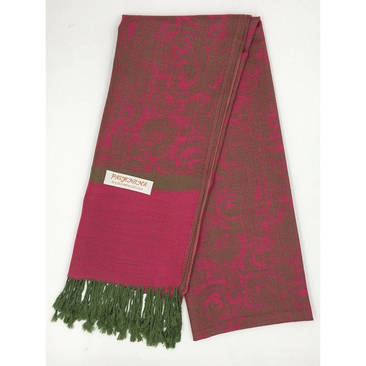 HF-TTPP-50-27-Cerise-Red-Basil-Green-TwoTonePaisleyPashmina-68X27-Retail$9.65