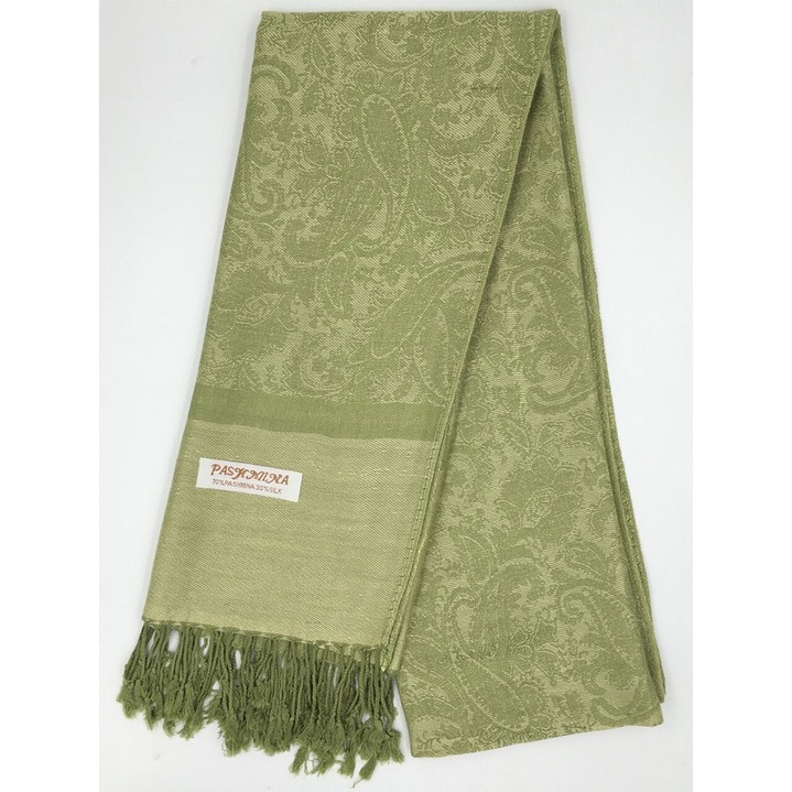 HF-TTPP-50-36-Pear-Green-TwoTonePaisleyPashmina-68X27-Retail$9.65