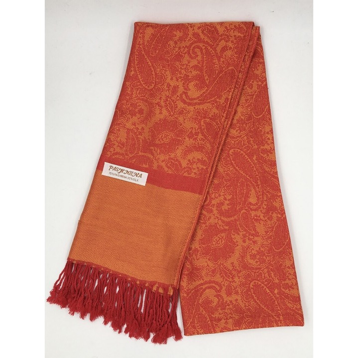 HF-TTPP-50-5-Orange-TwoTonePaisleyPashmina-68X27-Retail$9.65