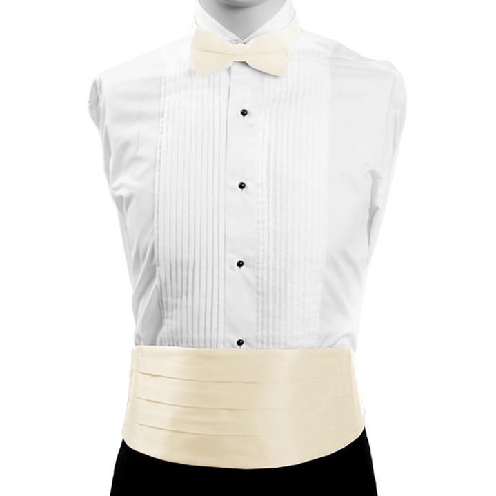 SY-CBT-130119-Cream-Men'sPolySatinBowTieandCummerbundSet-Retail$16.65