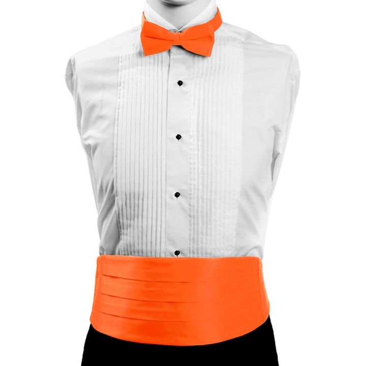 SY-CBT-130125-Orange-Men'sPolySatinBowTieandCummerbundSet-Retail$16.65