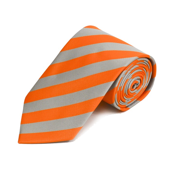 SY-PWC-240-13-Orange&Grey-MicrofiberPolyWovenCollegeTie-Retail$9.65