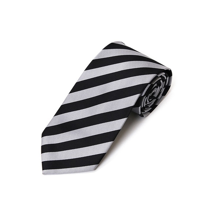 SY-PWC-240-21-Silver&Black-MicrofiberPolyWovenCollegeTie-Retail$9.65